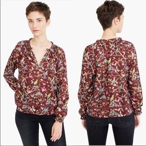 POINT SUR J. Crew blouse bird novelty prin…